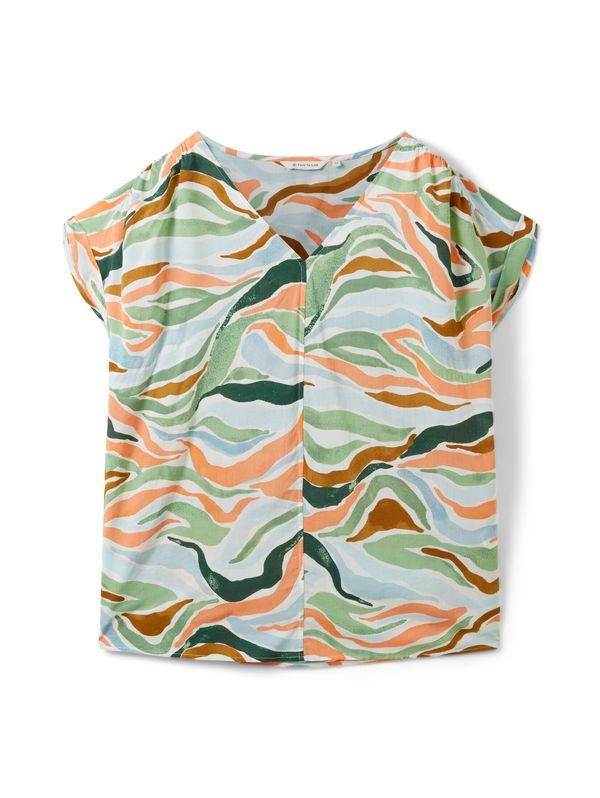 Tom Tailor Women + Tom Tailor Women + Блуза  светлосиньо / коняк / светлозелено / светлооранжево