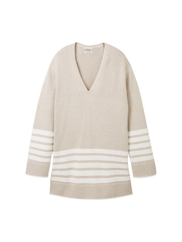 Tom Tailor Women + Tom Tailor Women + Пуловер  бежово / бяло