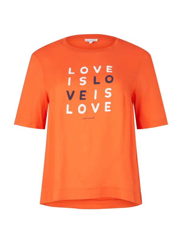 Tom Tailor Women + Tom Tailor Women + Тениска  нейви синьо / оранжево / мръсно бяло