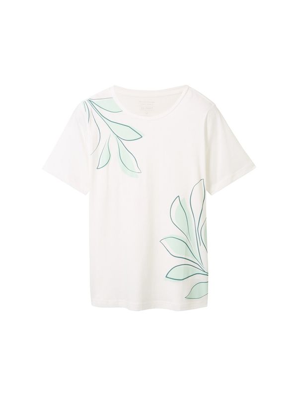 Tom Tailor Women + Tom Tailor Women + Тениска  смарагдово зелено / мента / мръсно бяло