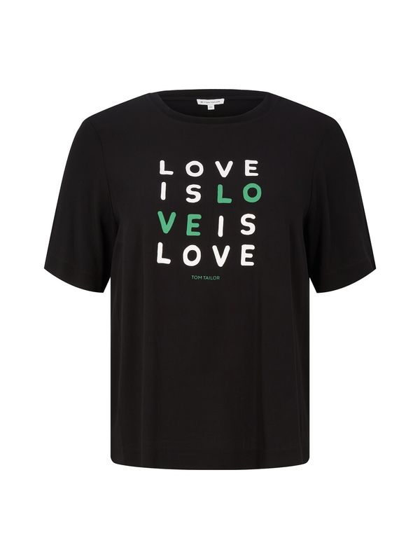 Tom Tailor Women + Tom Tailor Women + Тениска  тревнозелено / черно / бяло