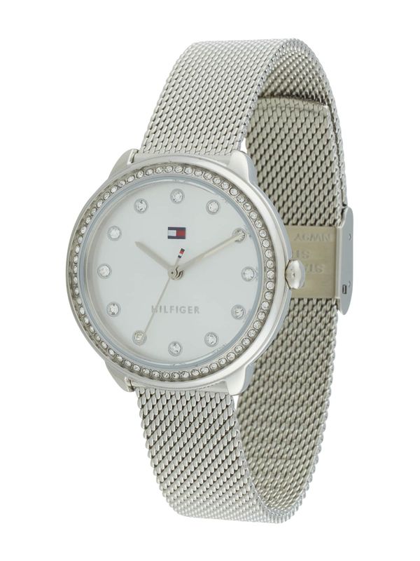 TOMMY HILFIGER TOMMY HILFIGER Аналогов часовник 'DEMI'  сребърно / прозрачно / бяло