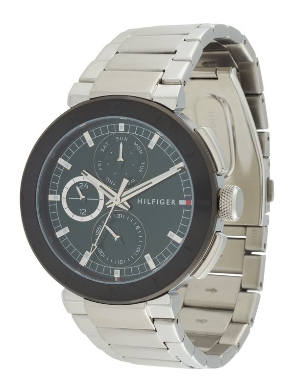 TOMMY HILFIGER TOMMY HILFIGER Аналогов часовник 'LORENZO'  черно / сребърно