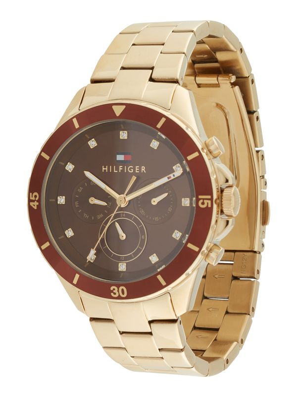 TOMMY HILFIGER TOMMY HILFIGER Аналогов часовник 'MELLIE'  шоколад / злато / тъмночервено