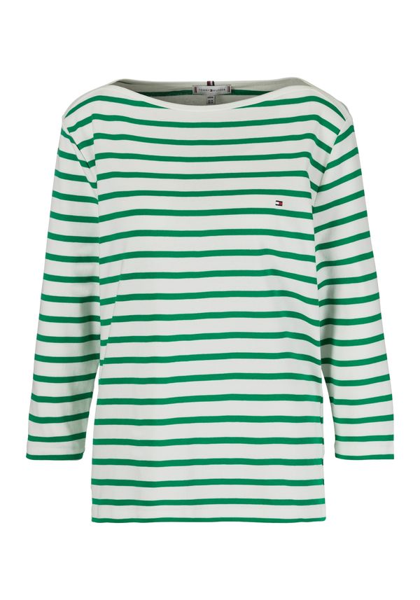 Tommy Hilfiger Curve Tommy Hilfiger Curve Тениска 'New Cody'  зелено / бяло