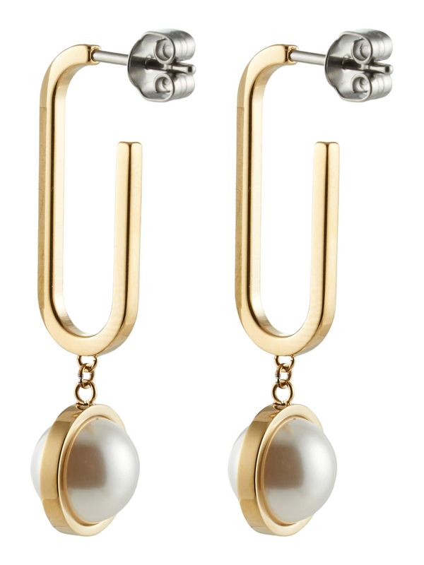 TOMMY HILFIGER TOMMY HILFIGER Обеци  златистожълто / бяло