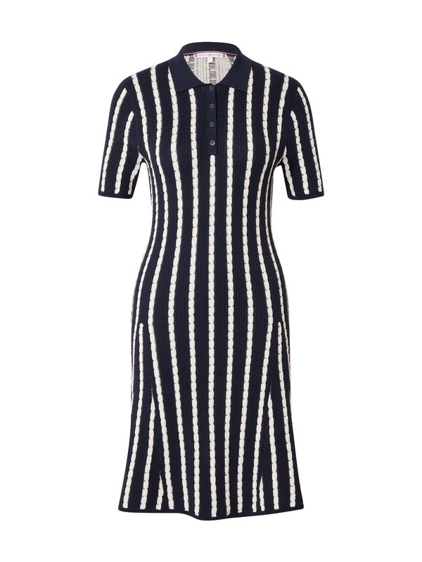 TOMMY HILFIGER TOMMY HILFIGER Плетена рокля  нощно синьо / бяло