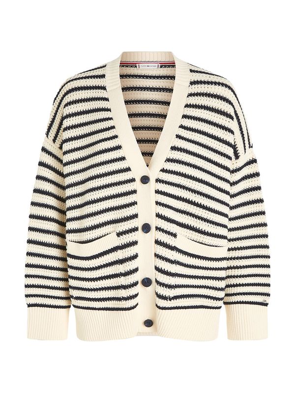 TOMMY HILFIGER TOMMY HILFIGER Плетена жилетка  кремаво / черно