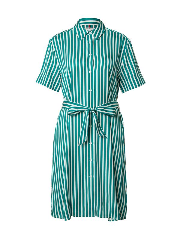 TOMMY HILFIGER TOMMY HILFIGER Рокля тип риза  зелено / бяло