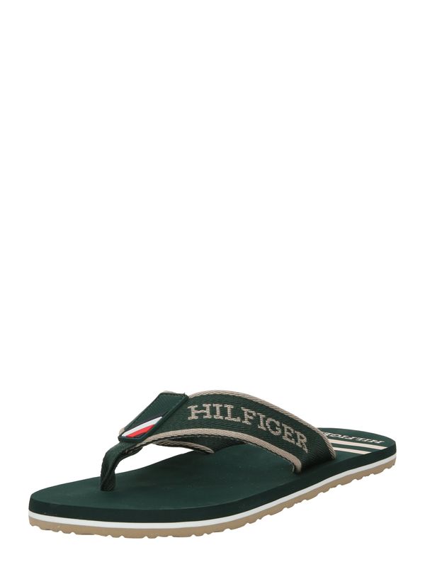 TOMMY HILFIGER TOMMY HILFIGER Сандали с разделител за пръстите  бежово / тъмнозелено / червено / бяло