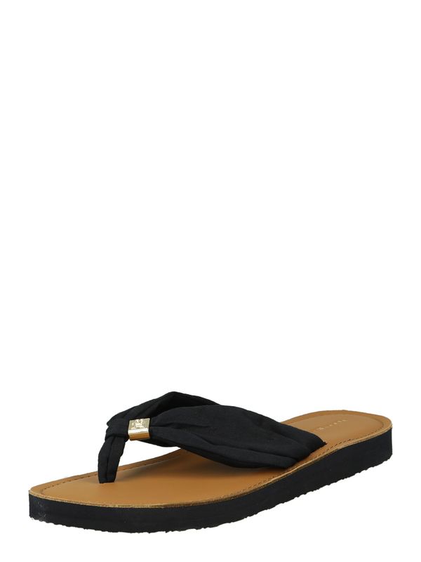 TOMMY HILFIGER TOMMY HILFIGER Сандали с разделител за пръстите 'Elevated Monogram Plaque'  нощно синьо / злато