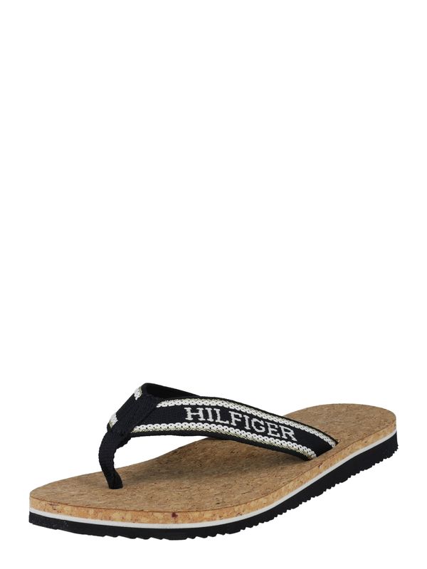 TOMMY HILFIGER TOMMY HILFIGER Сандали с разделител за пръстите  нощно синьо / злато / бяло