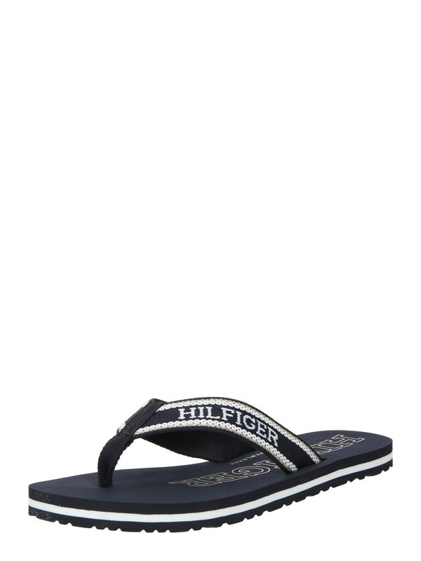 TOMMY HILFIGER TOMMY HILFIGER Сандали с разделител за пръстите  тъмносиньо / бяло