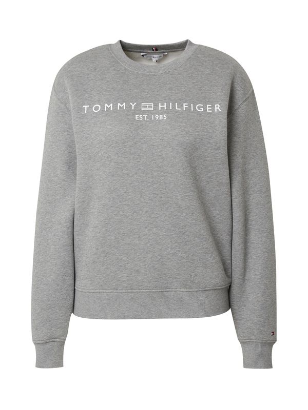 TOMMY HILFIGER TOMMY HILFIGER Суичър  сив меланж / бяло