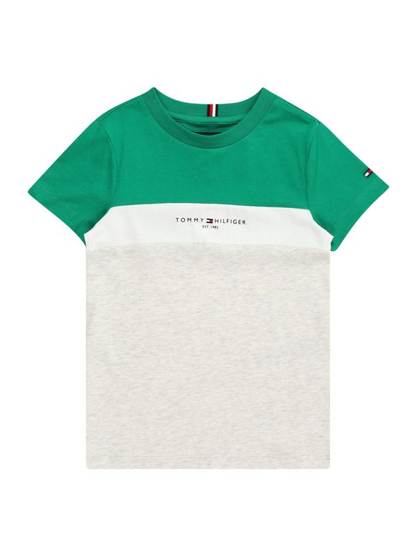 TOMMY HILFIGER TOMMY HILFIGER Тениска 'ESSENTIAL'  нейви синьо / сив меланж / зелено / бяло