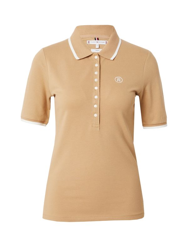 TOMMY HILFIGER TOMMY HILFIGER Тениска  камел / бяло