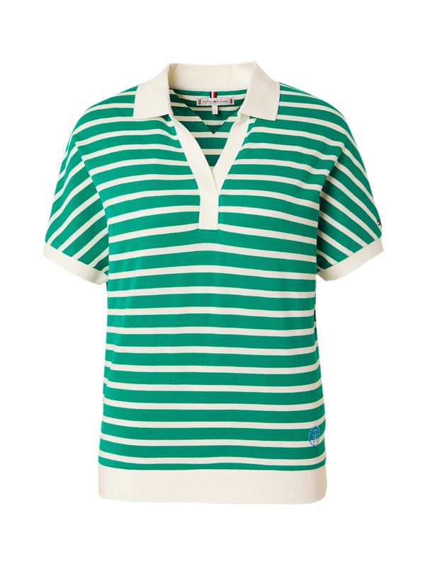 TOMMY HILFIGER TOMMY HILFIGER Тениска  кремаво / зелено