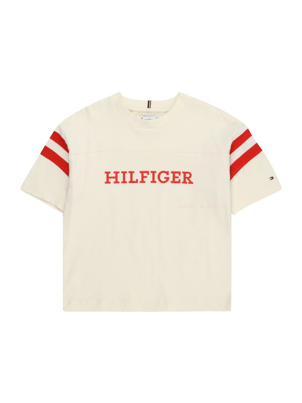 TOMMY HILFIGER TOMMY HILFIGER Тениска 'Monotype Varsity'  бежово / червено
