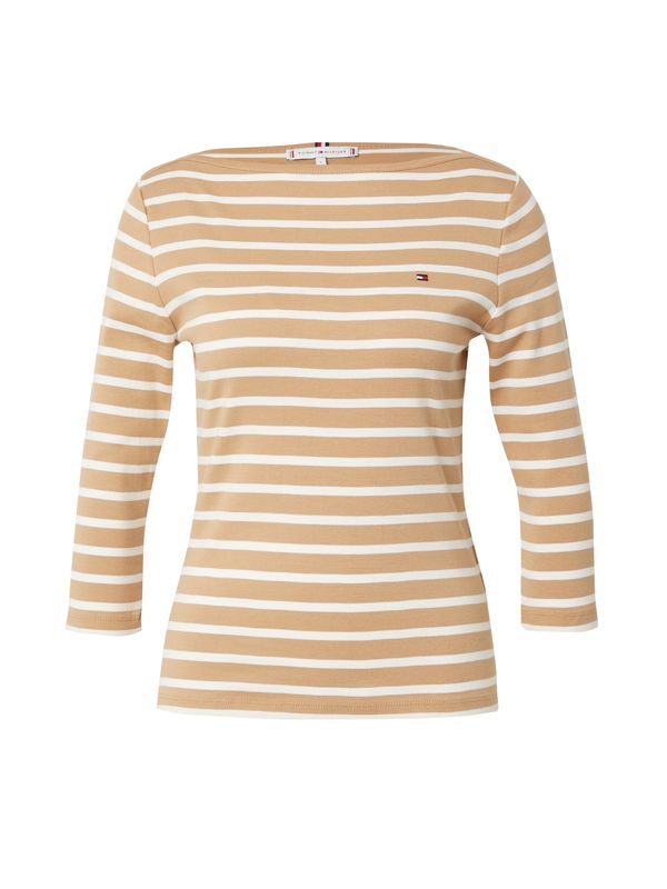 TOMMY HILFIGER TOMMY HILFIGER Тениска 'New Cody'  цвят "пясък" / бяло