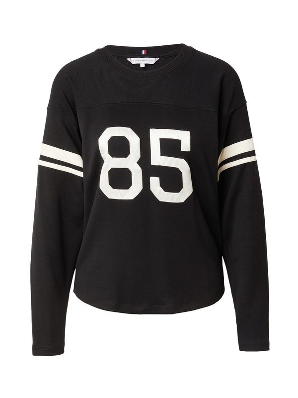 TOMMY HILFIGER TOMMY HILFIGER Тениска 'Varsity 85'  черно / бяло