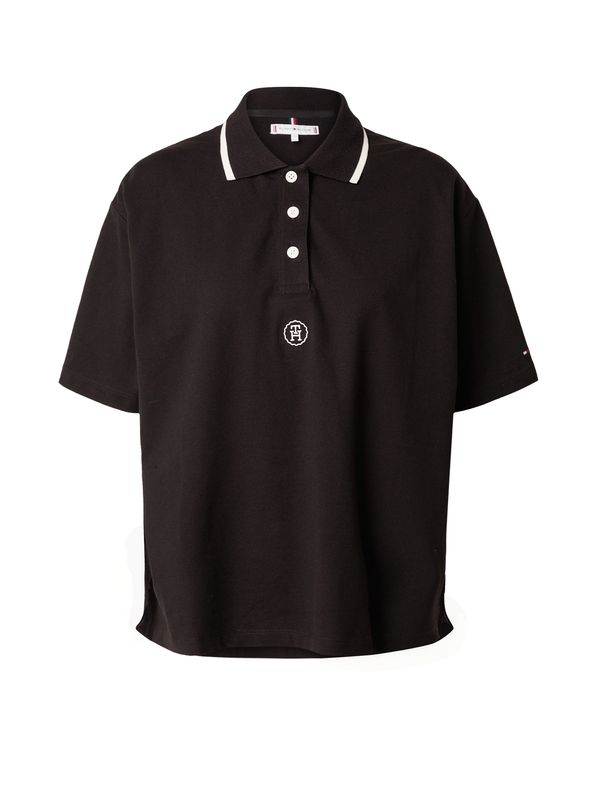 TOMMY HILFIGER TOMMY HILFIGER Тениска 'VARSITY'  черно / бяло