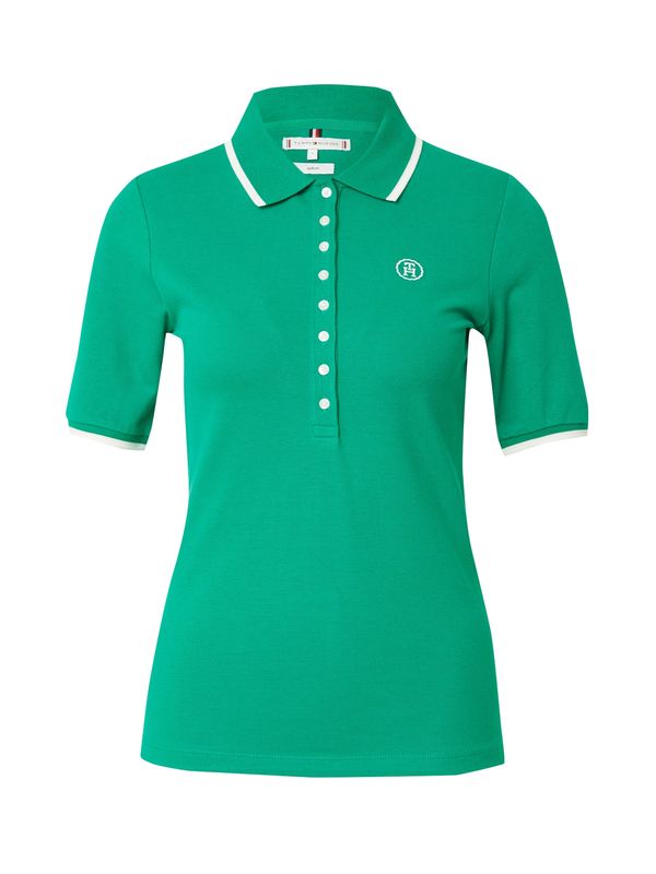TOMMY HILFIGER TOMMY HILFIGER Тениска  зелено / бяло