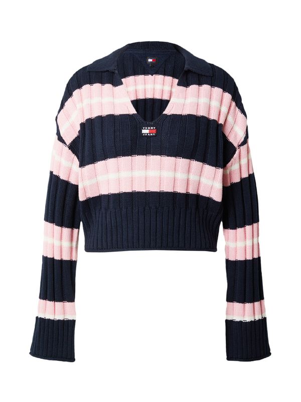 Tommy Jeans Tommy Jeans Пуловер  нейви синьо / бледорозово / червено / мръсно бяло