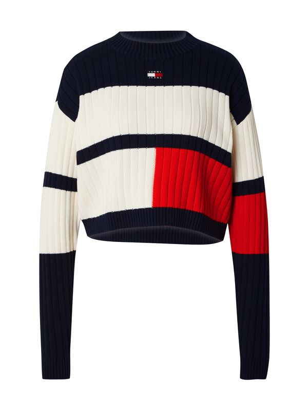 Tommy Jeans Tommy Jeans Пуловер  нейви синьо / огнено червено / бяло