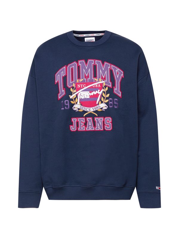 Tommy Jeans Tommy Jeans Суичър 'College'  нощно синьо / лилав / бяло