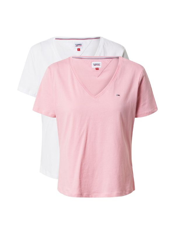 Tommy Jeans Tommy Jeans Тениска  бледорозово / бяло