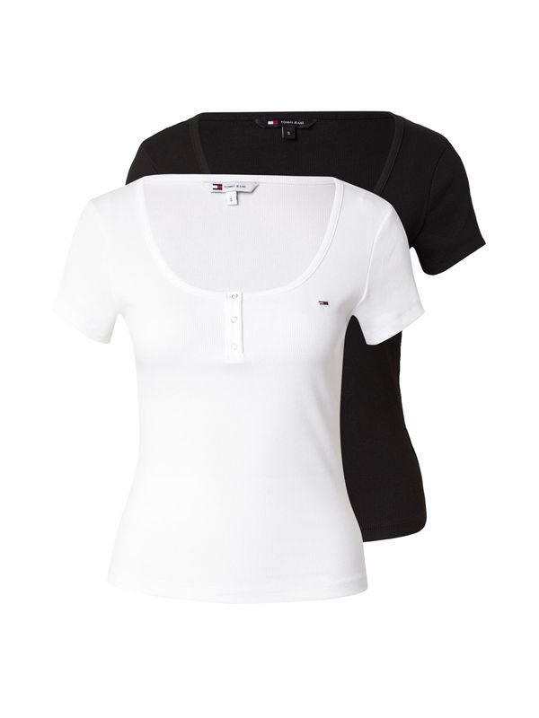 Tommy Jeans Tommy Jeans Тениска  червено / черно / бяло