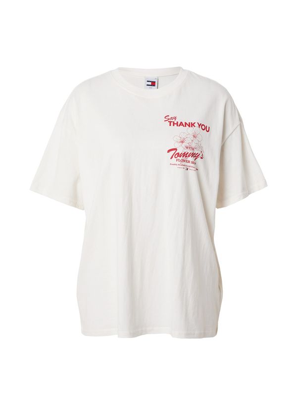 Tommy Jeans Tommy Jeans Тениска 'NOVELTY 5'  червено / бяло
