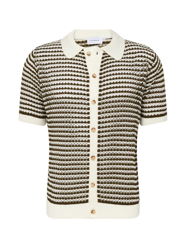 TOPMAN TOPMAN Плетена жилетка  маслина / бял памук