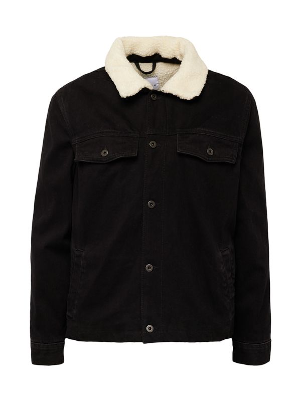 TOPMAN TOPMAN Преходно яке  черно / бял памук