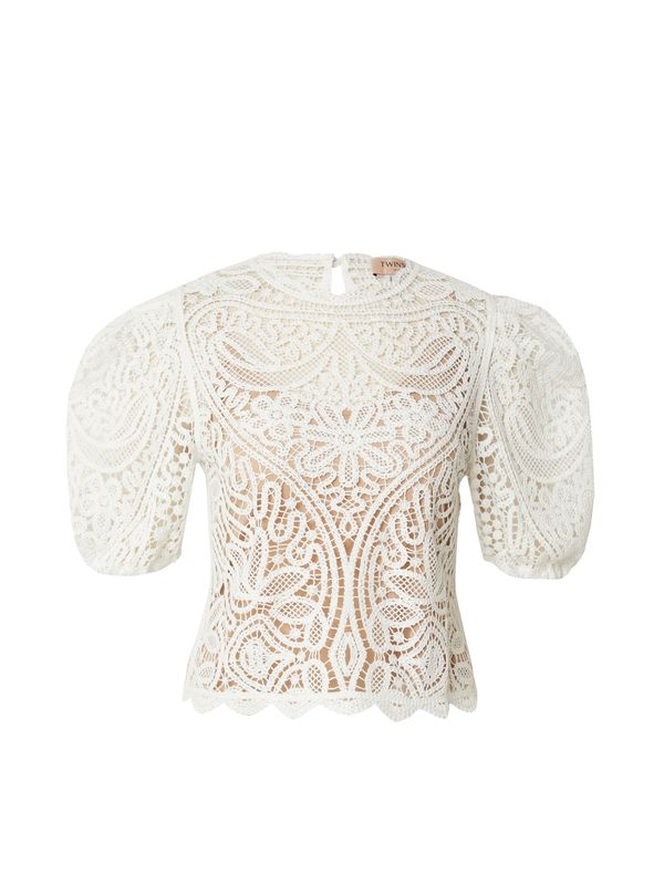 Twinset Twinset Пуловер  тъмнобежово / бяло