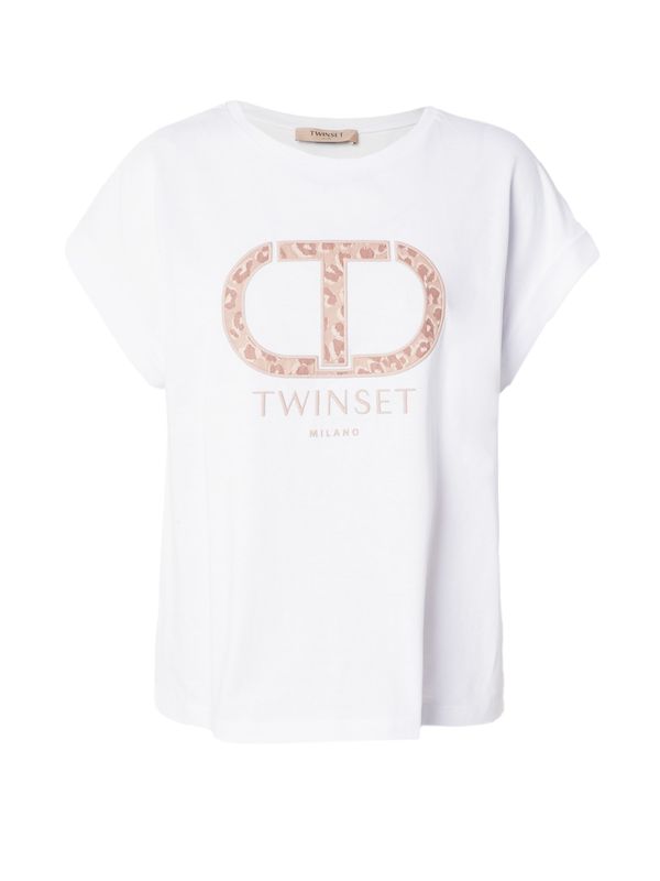Twinset Twinset Тениска  бежово / светлокафяво / бяло