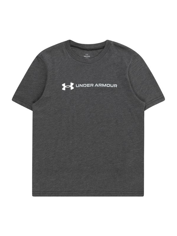 UNDER ARMOUR UNDER ARMOUR Функционална тениска 'WORDMARK'  черен меланж / бяло