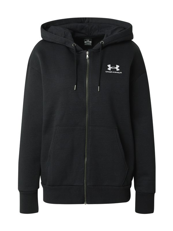 UNDER ARMOUR UNDER ARMOUR Спортна жилетка с качулка 'Essential'  черно / бяло