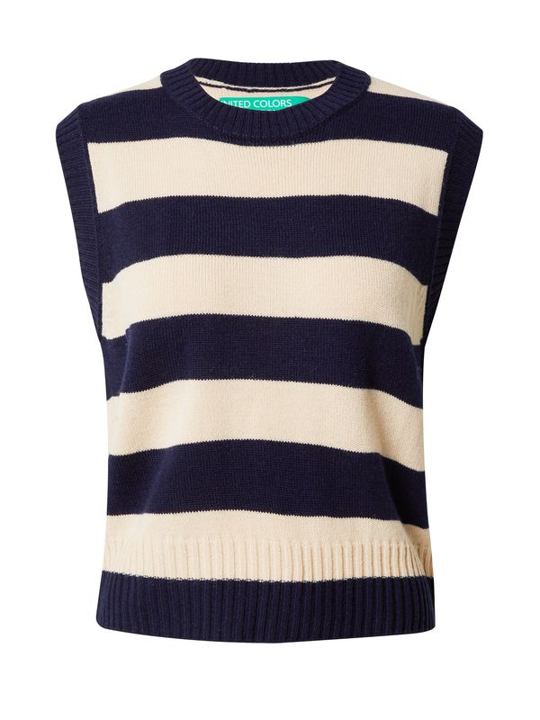 UNITED COLORS OF BENETTON UNITED COLORS OF BENETTON Пуловер  бежово / нейви синьо