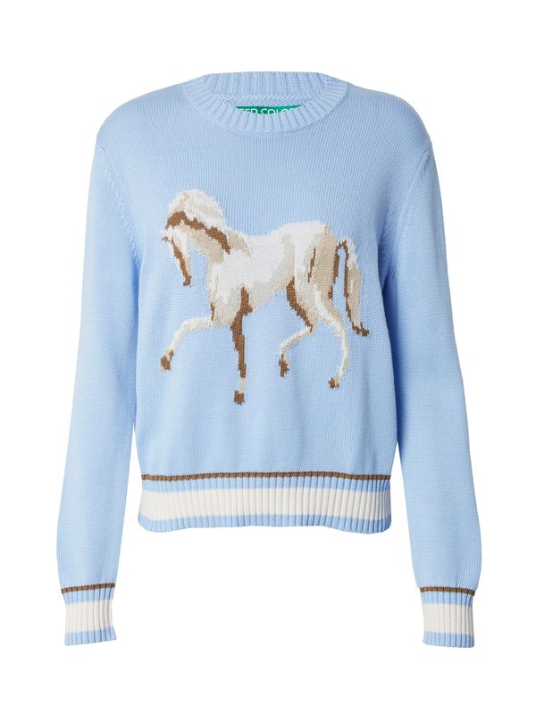 UNITED COLORS OF BENETTON UNITED COLORS OF BENETTON Пуловер  светлосиньо / кафяво / светлосиво / бяло