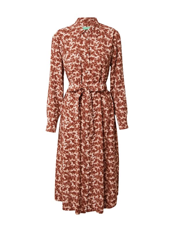 UNITED COLORS OF BENETTON UNITED COLORS OF BENETTON Рокля тип риза  кафяво / светлокафяво / бяло