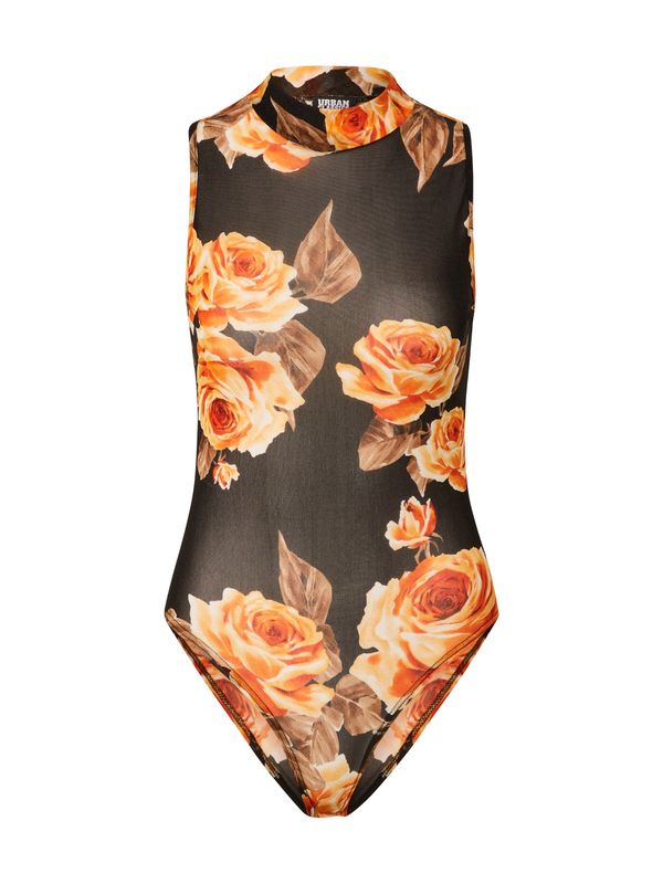 Urban Classics Urban Classics Блуза боди  оранжево / пастелно оранжево / черно