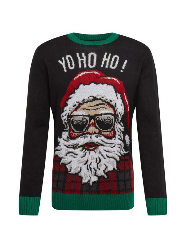 Urban Classics Urban Classics Пуловер 'HoHoHo'  бежово / зелено / червено / черно / бяло