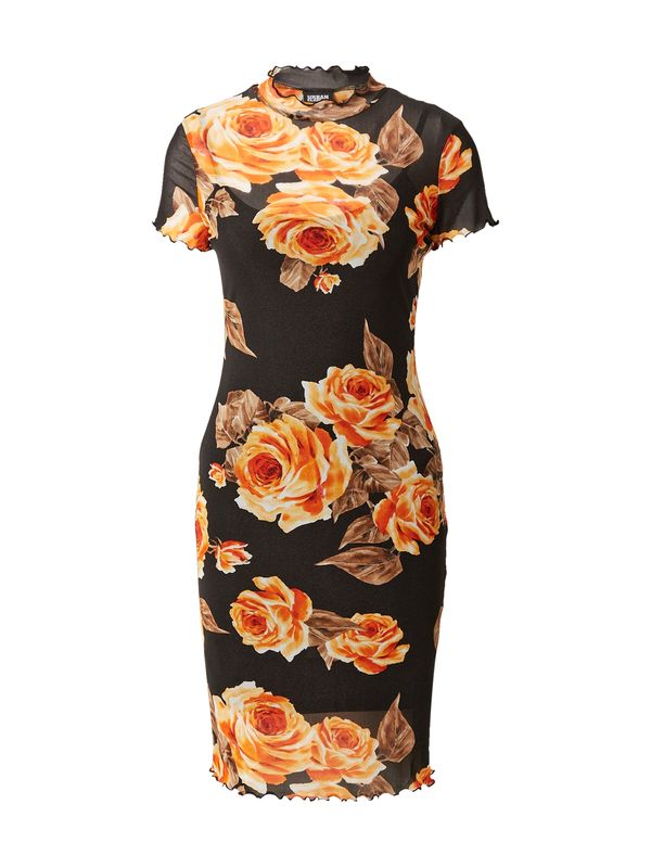 Urban Classics Urban Classics Рокля  кафяво / оранжево / черно / бяло