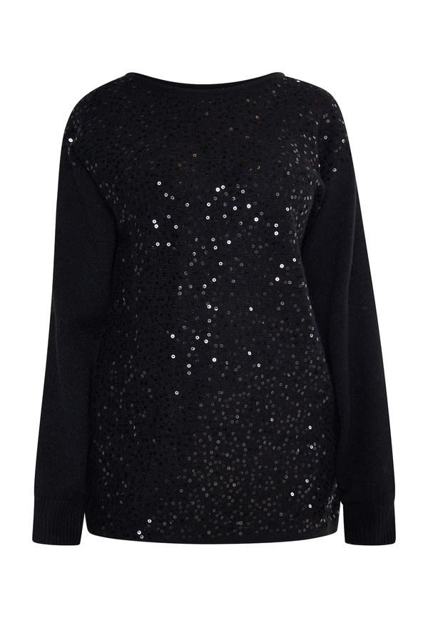 usha BLACK LABEL usha BLACK LABEL Пуловер 'Nowles'  черно / сребърно