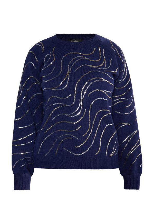 usha BLACK LABEL usha BLACK LABEL Пуловер 'Nowles'  морскосиньо / сребърно