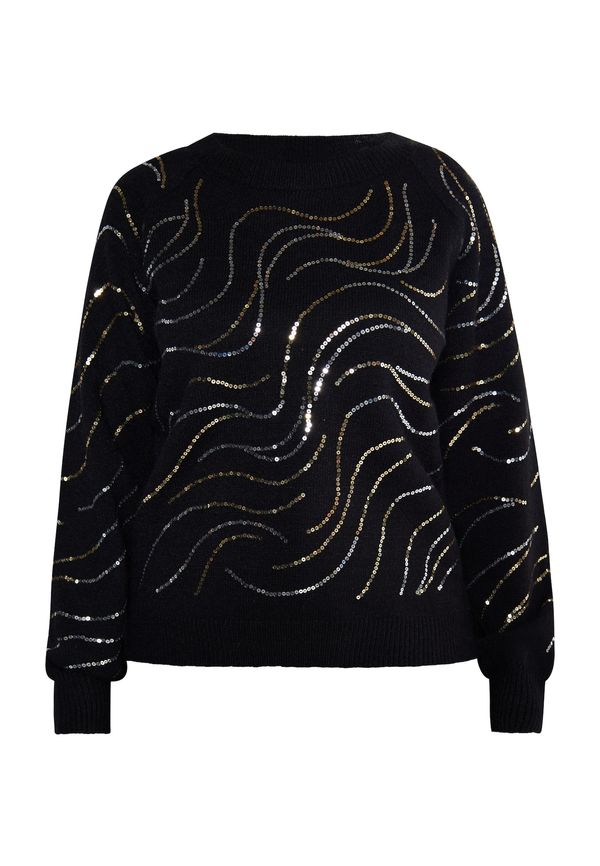 usha BLACK LABEL usha BLACK LABEL Пуловер 'Nowles'  злато / черно / сребърно