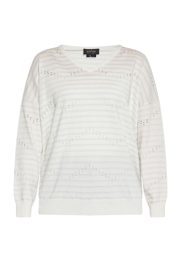 usha BLACK LABEL usha BLACK LABEL Пуловер  сиво / бял памук