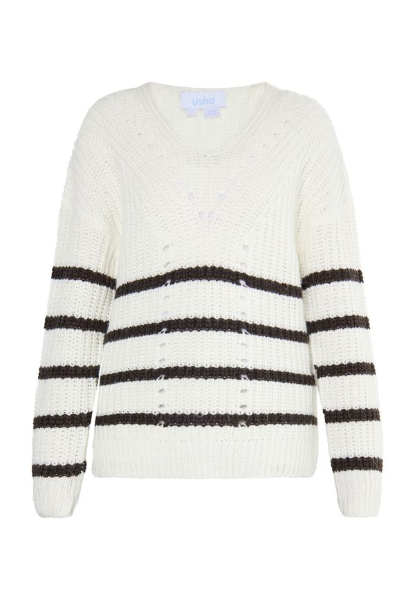 usha BLUE LABEL usha BLUE LABEL Пуловер 'Fenia'  черно / бяло