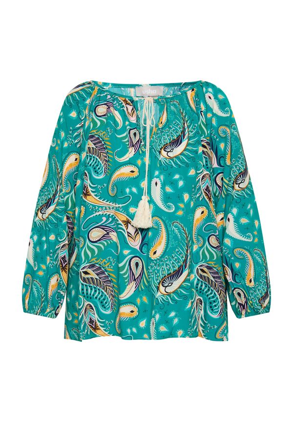 Usha Usha Блуза  нейви синьо / тъмножълто / нефритено зелено / бяло